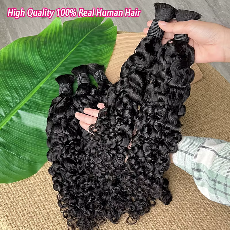 Cheveux humains en vrac bruts pour tresser en gros birmans bouclés Boho tresses Extensions