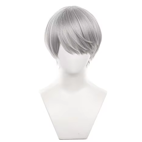 Perruque Anime Yu Narukami grise en forme de bol