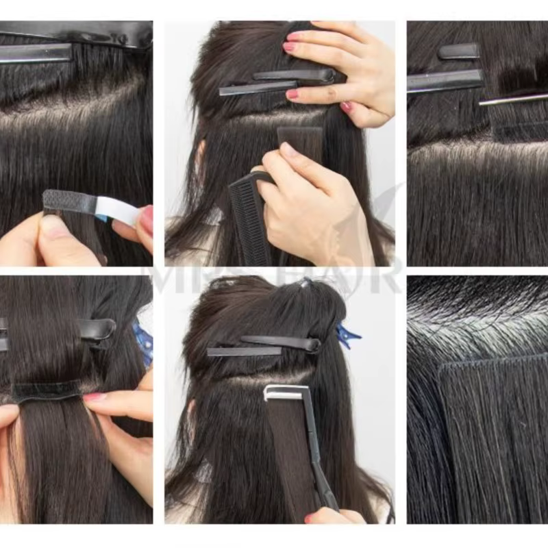Extensions de cheveux invisibles à bandes adhésives