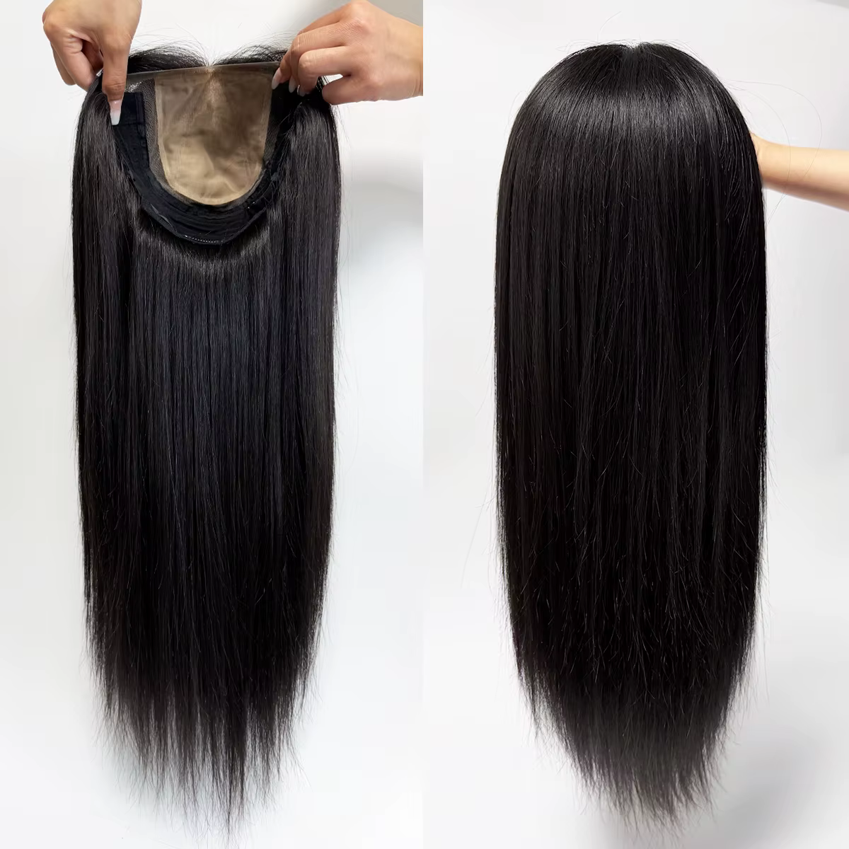 Perruque 100% Cheveux Humains Naturels avec Base en Soie et PU Bio
