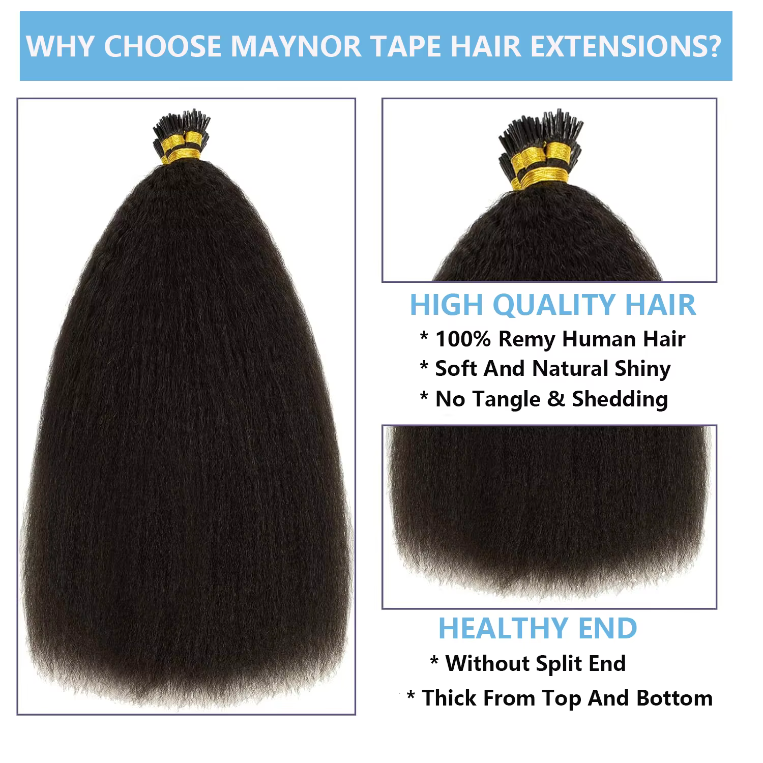 Extensions de cheveux humains vierges lisses et crépues