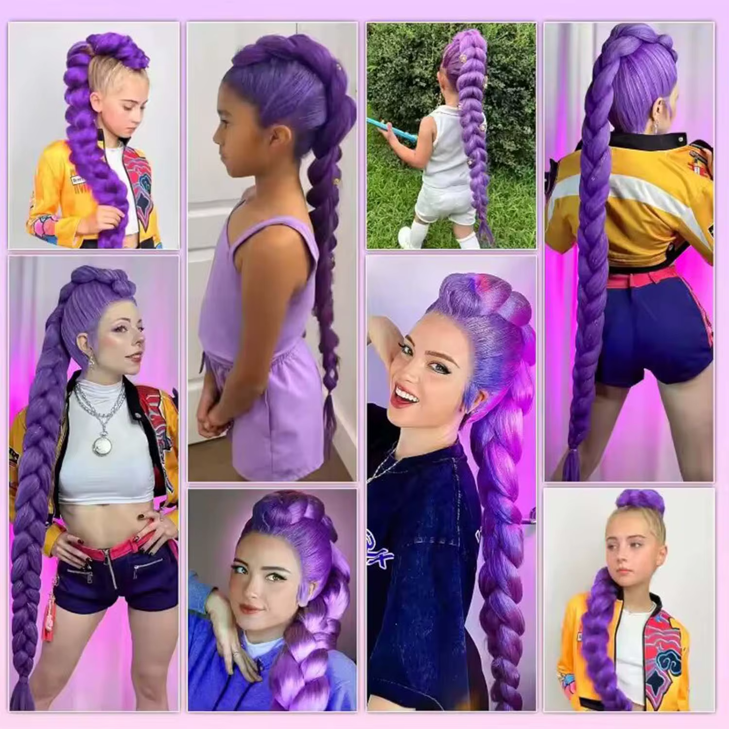 Extensions de cheveux synthétiques violettes, cheveux de tressage colorés, longue queue de cheval tressée droite, postiche pour femmes, accessoires pour cheveux