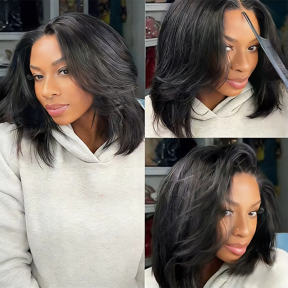 ISEE HAIR 9x6 T partie coupe en couches Bob perruque sans colle Yaki