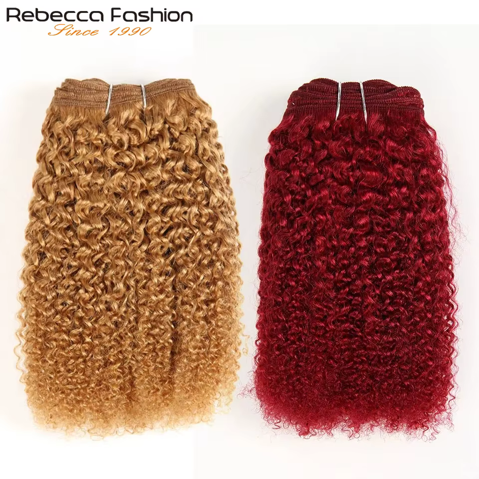 Offre Spéciale : Lots de Tissages de Cheveux Humains Péruviens Bouclés Afro Kinky Wave Rebecca # 1B # 2 # 4 extensions