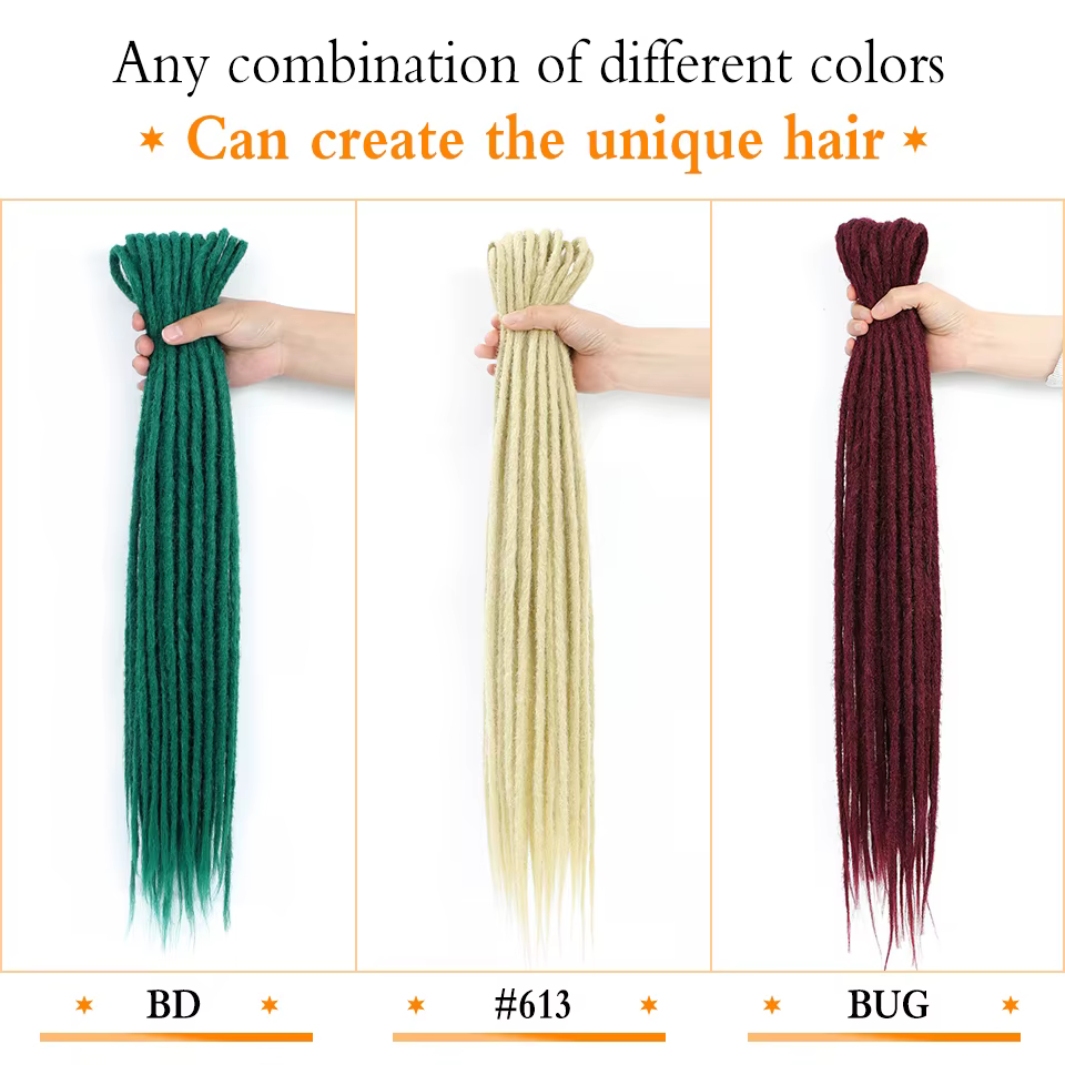 Extensions de cheveux Dreadlocks doux 24 pouces synthétiques Double extrémité Faux Locs Crochet tresses Bug fait à la