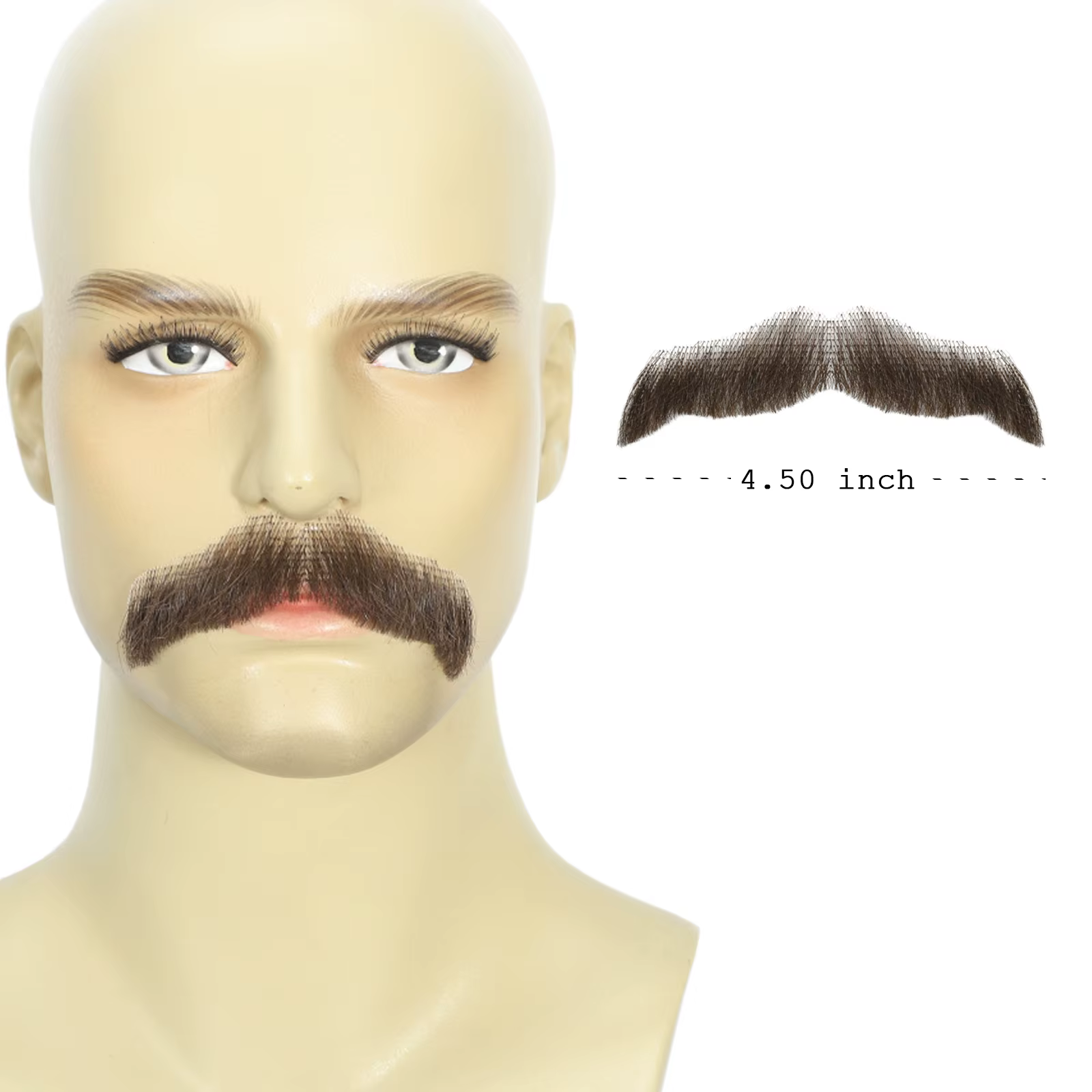Moustache et barbe réalistes en cheveux humains pour hommes