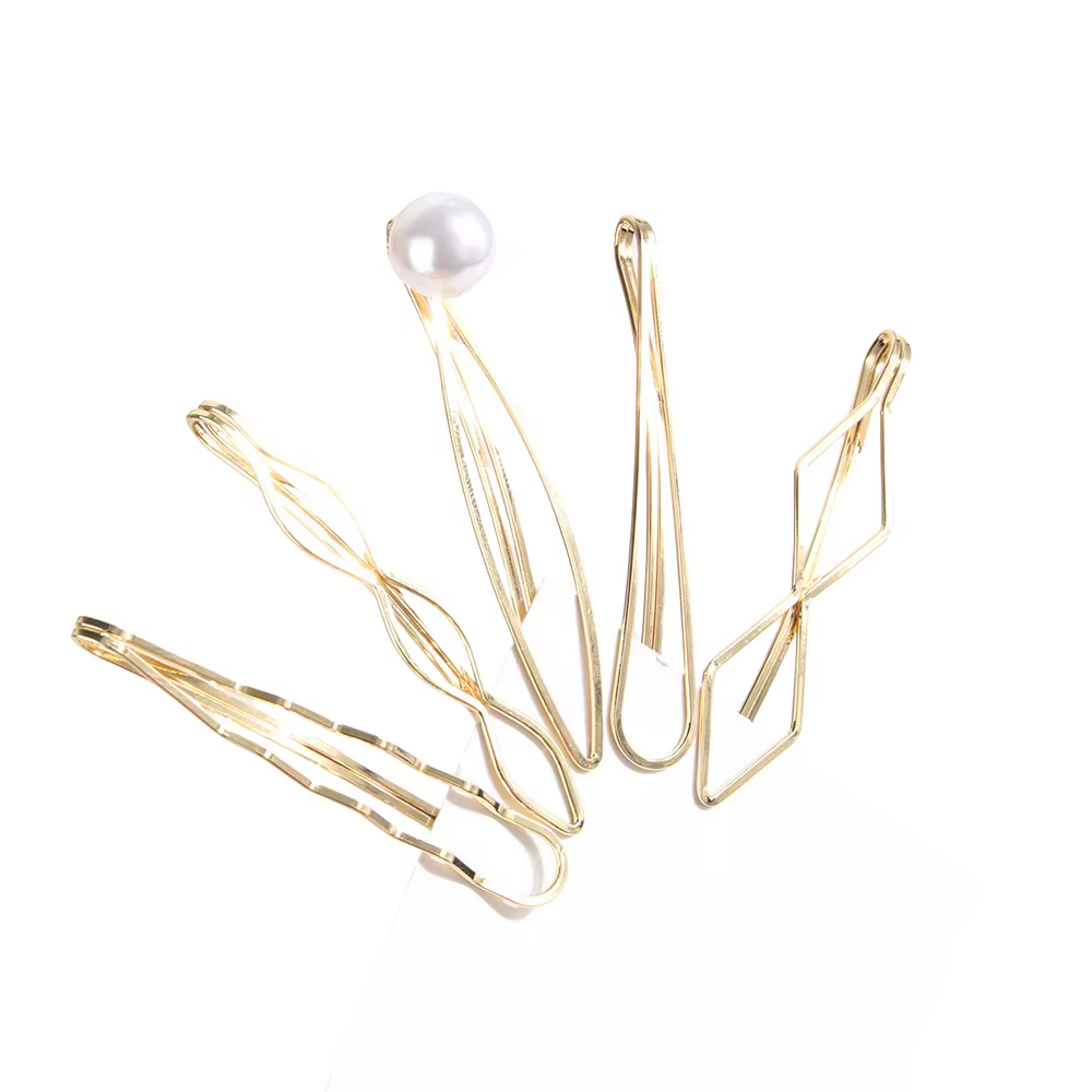 Lot de 5 pinces à cheveux dorées