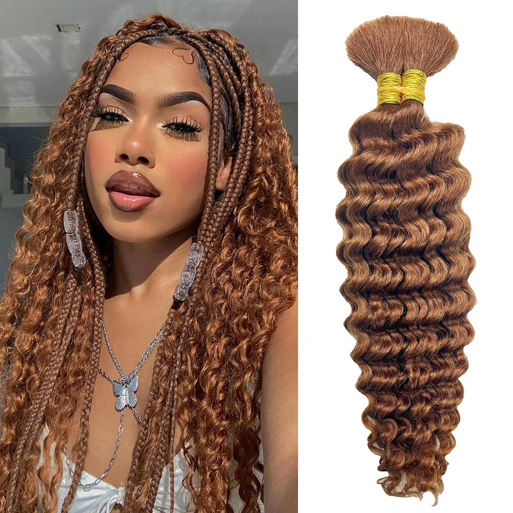 Tressage en vrac cheveux humains vague profonde couleur non transformée sans trame Boho tresses