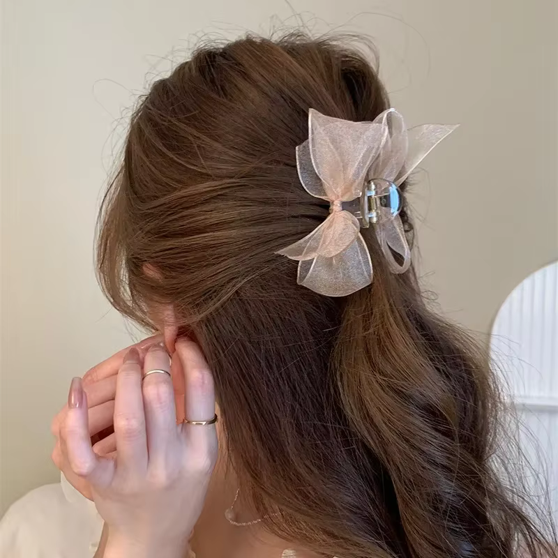 Pince à cheveux en maille et dentelle pour femmes et filles