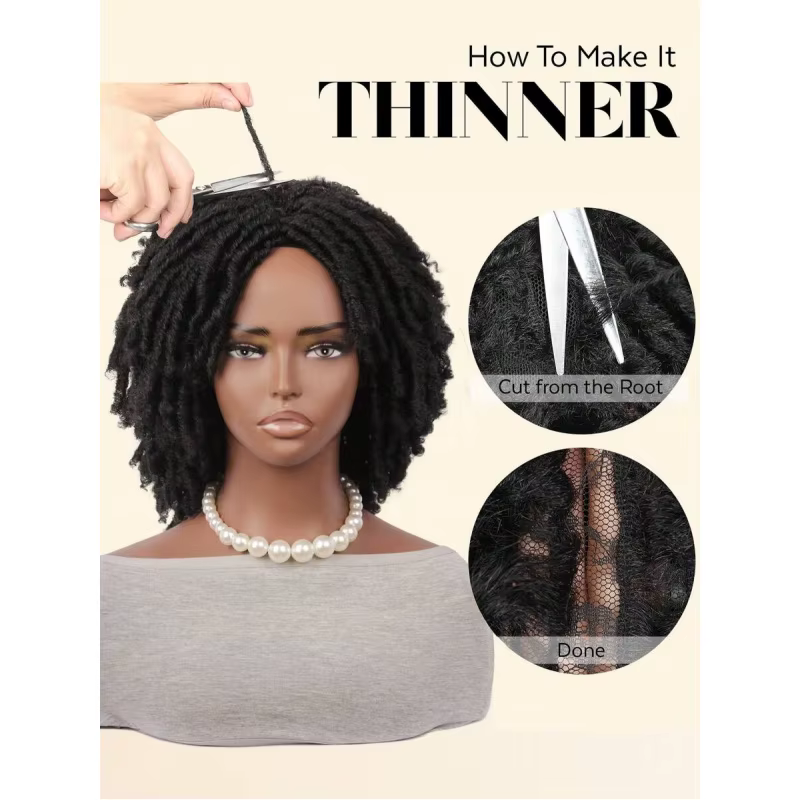 Perruque synthétique courte Billowig avec frange – Style tressé ombré