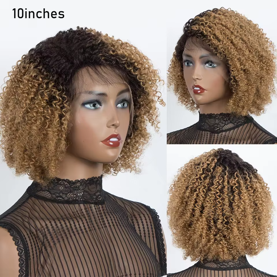 Perruques élégantes Jerry Curly 13x5x1 T Lace Frontal en cheveux humains
