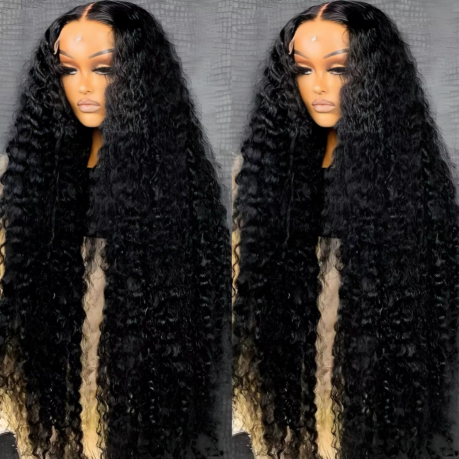 40 46 pouces vague profonde 13x6 13x4 dentelle avant perruque de cheveux humains 250% Remy Curl 360 pleine