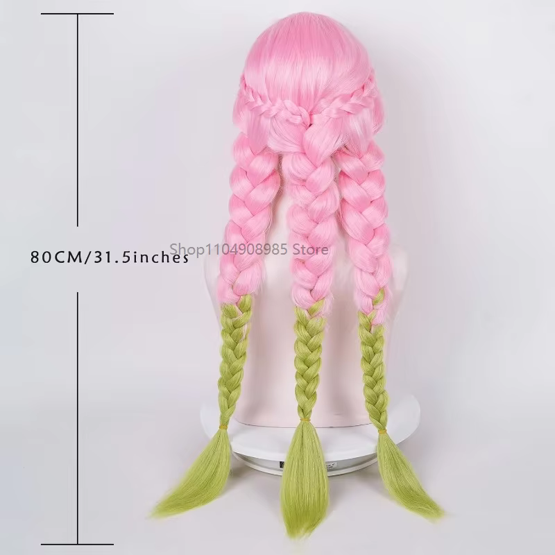 Perruque de Cosplay rose et verte