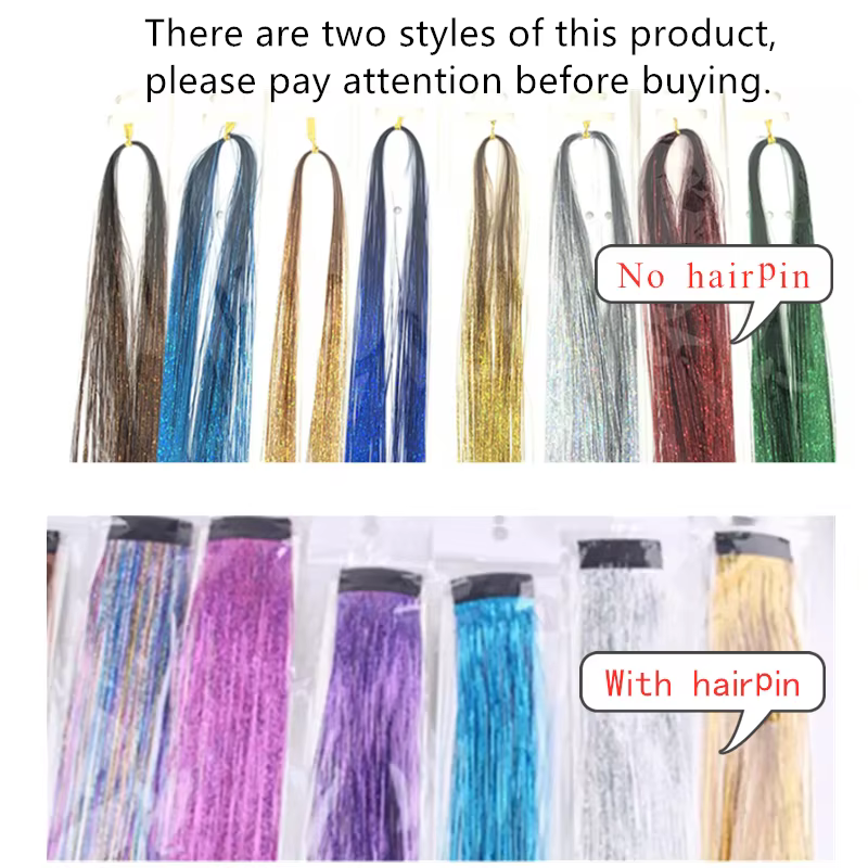 Extensions de cheveux scintillantes holographiques