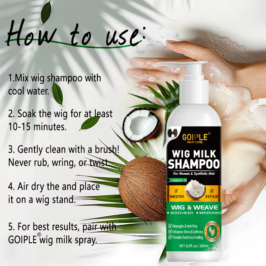 GOIPLE – perruque naturelle à l'huile de noix de coco