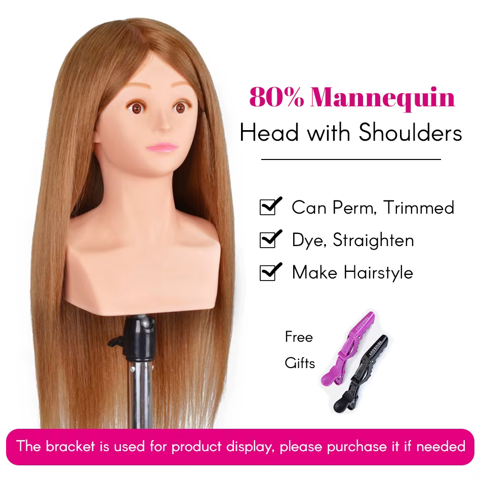 Perruque de tête de mannequin d'entraînement