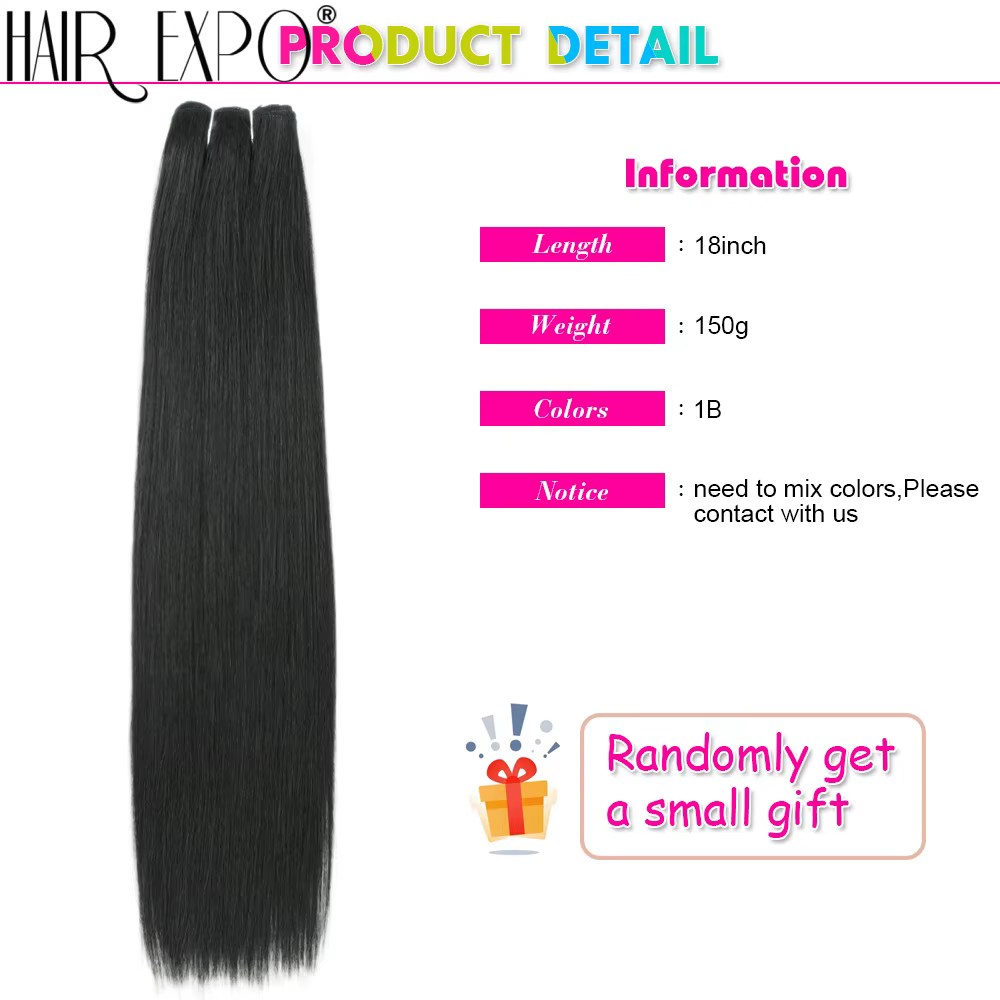 Extensions de cheveux synthétiques lisses de 18 pouces
