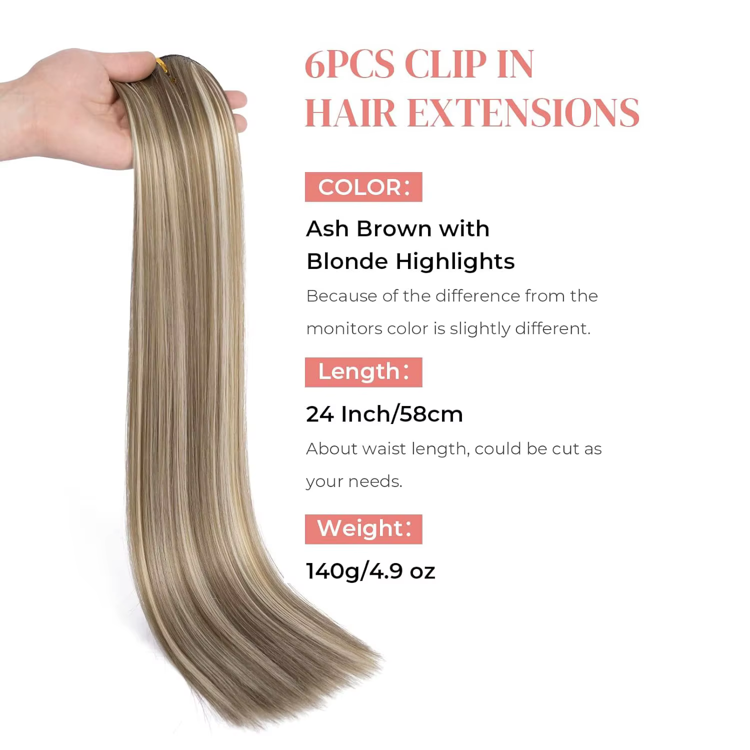 Extensions capillaires synthétiques légères à clips
