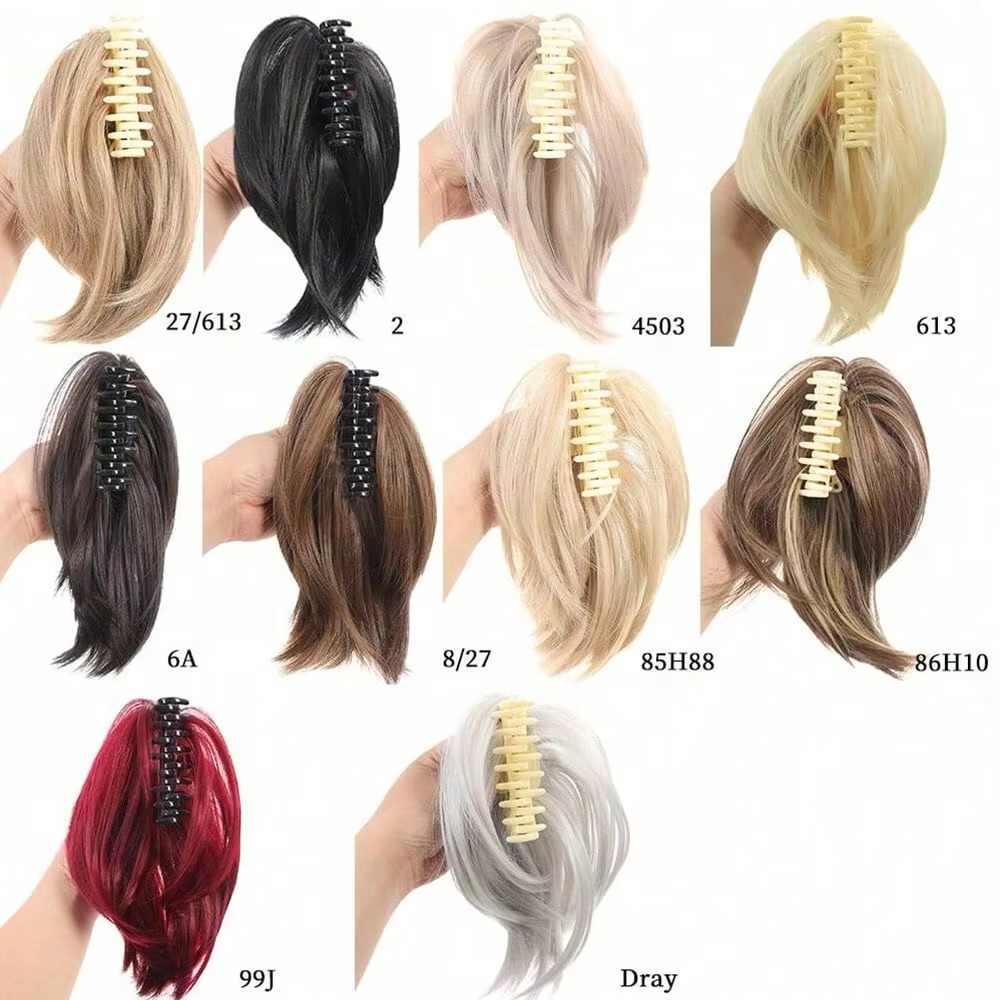 Chignon désordonné à griffes, postiches synthétiques pour femmes et filles, extensions de cheveux à clipser, chignon court et lisse, chignon à nouer