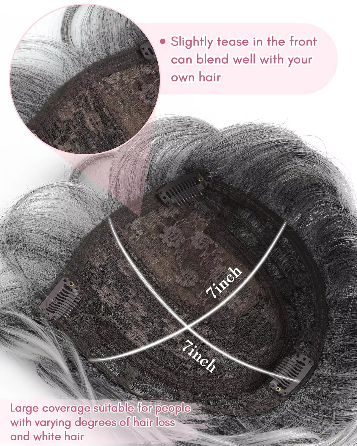 Extensions de cheveux synthétiques ondulés et volumineux gris coupe Pixie pour femmes
