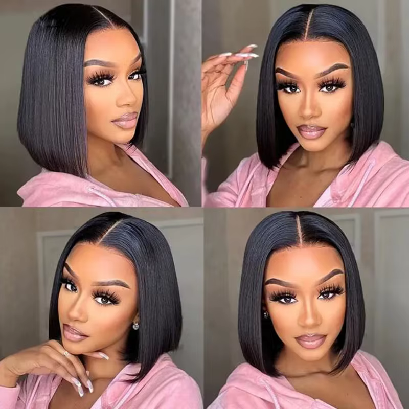 Perruque séparée au centre de mode pour dames de 12 pouces - cheveux synthétiques haute densité