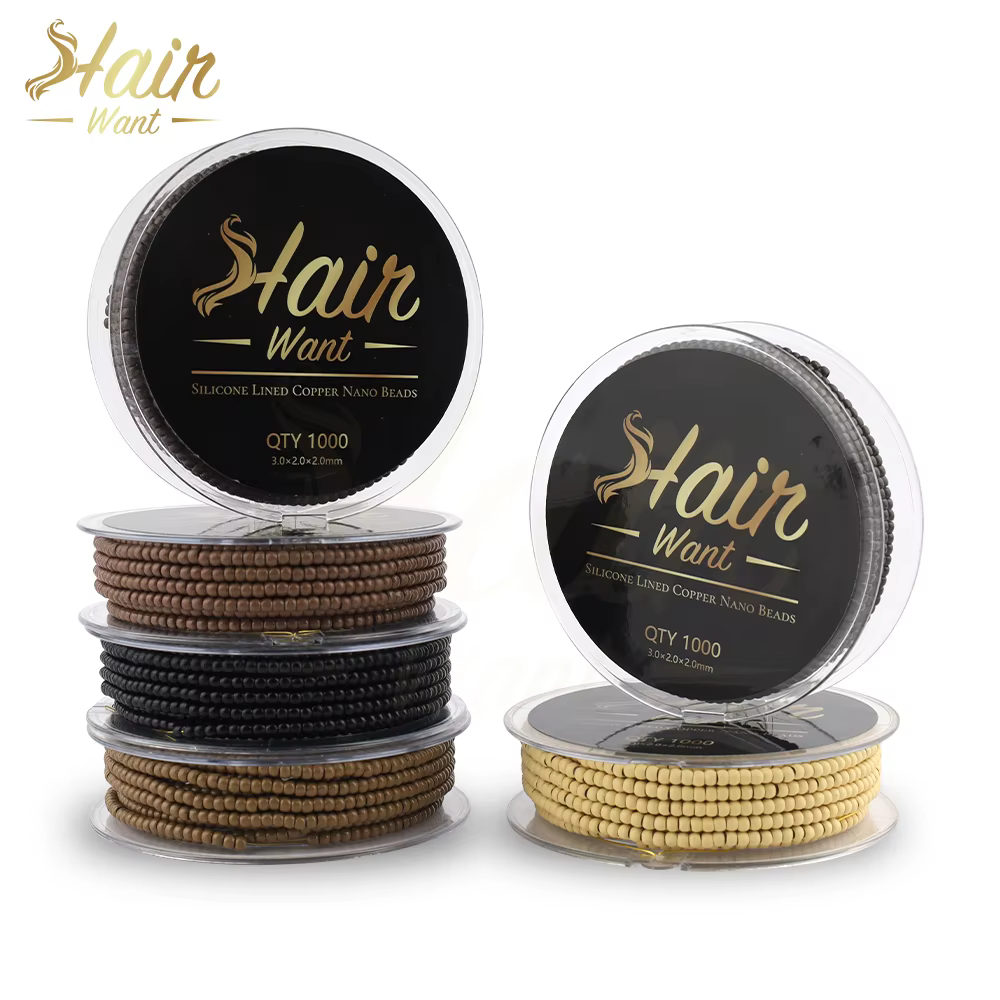 Hair Want 1000 pièces 3.0mm perles d'extension de cheveux pré-chargées avec Micro