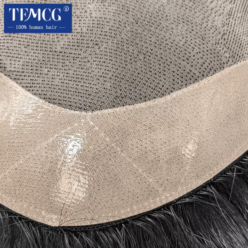 Hommes perruque naturel cheveux humains toupet Mono mâle