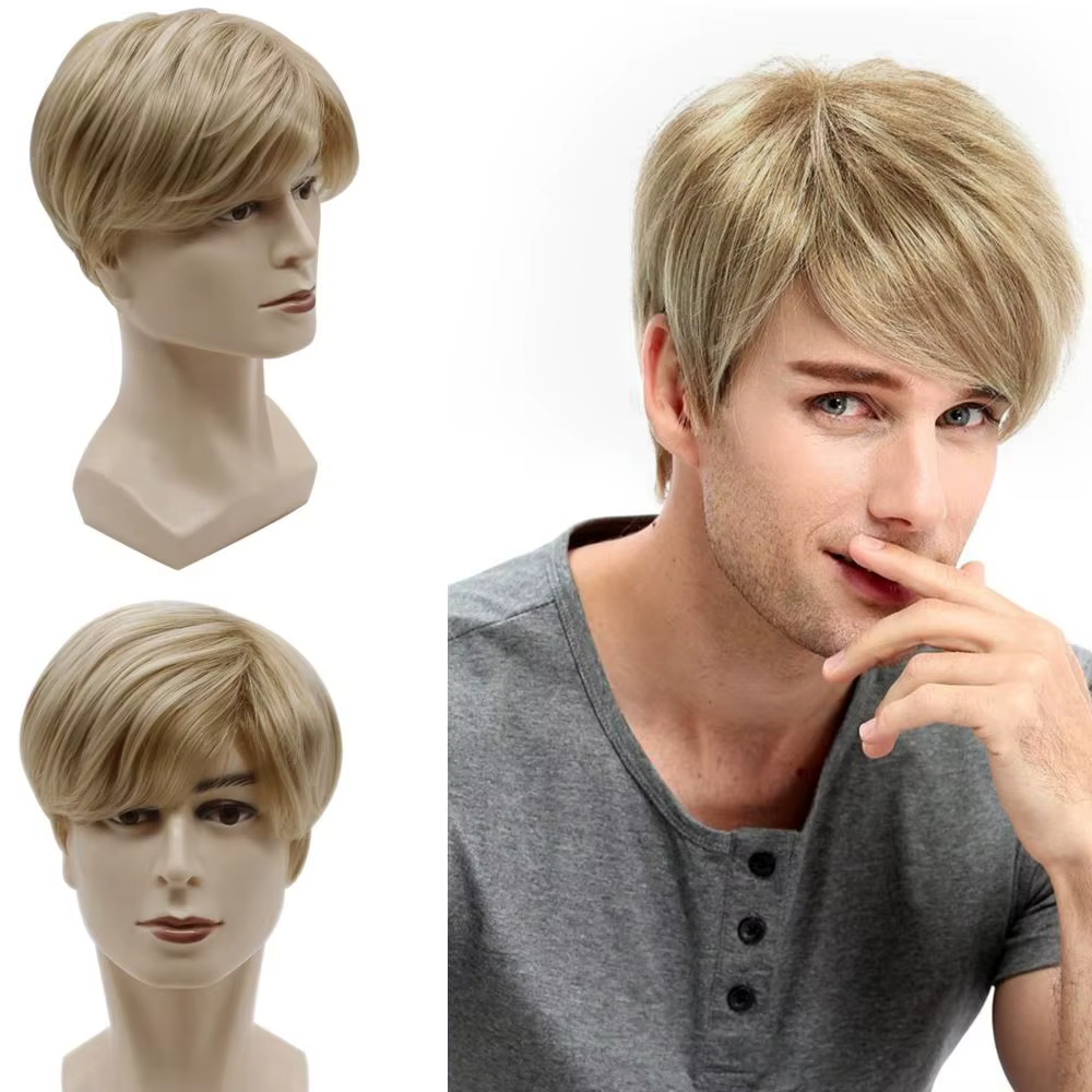 Perruque Synthétique Courte et Lisse pour Homme