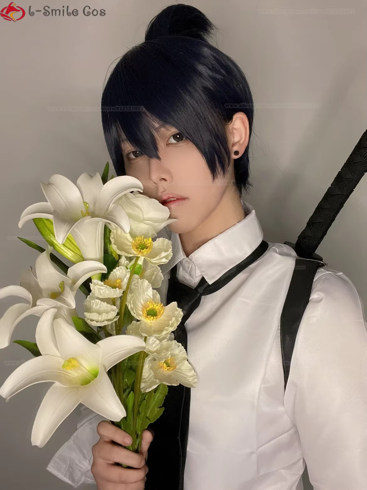 Perruque de Cosplay Hayakawa Akii Bleu Noir 3 cm