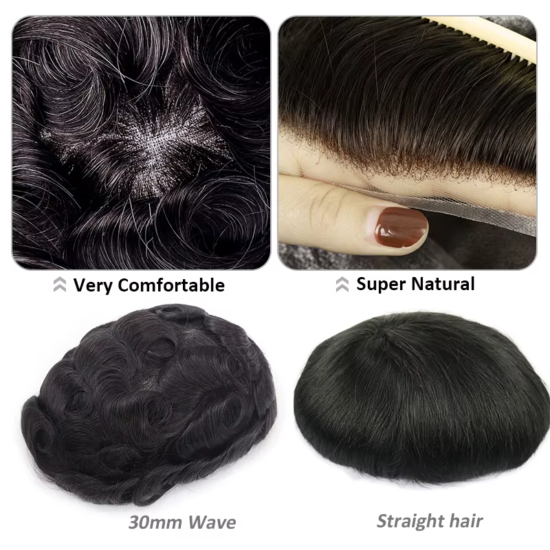 Prothèses capillaires pour hommes en cheveux naturels Remy