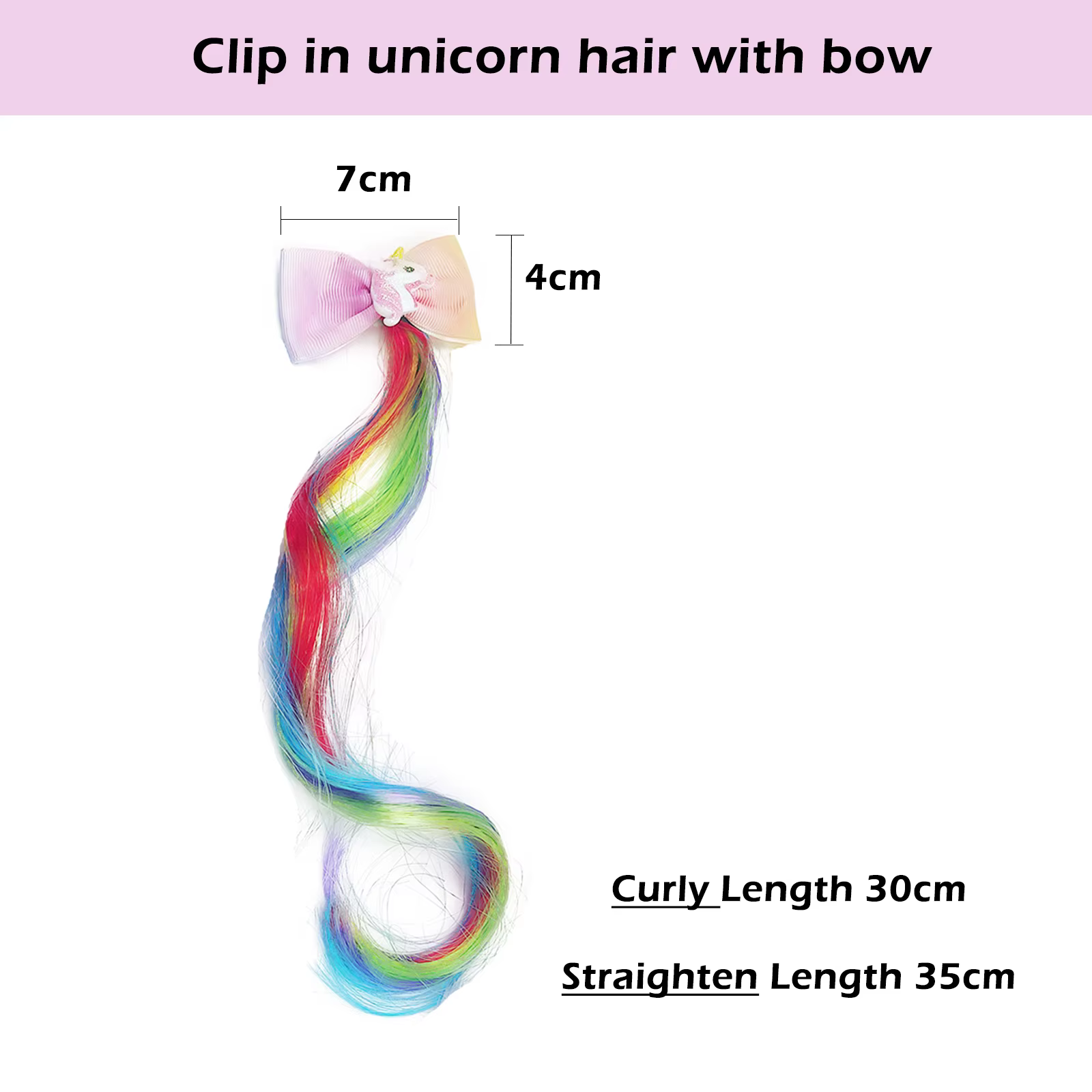 Extensions de cheveux bouclés à clips, postiches de couleur arc-en-ciel avec nœuds crocodile mignons pour filles, idéal pour cadeaux, vacances, 6 pièces