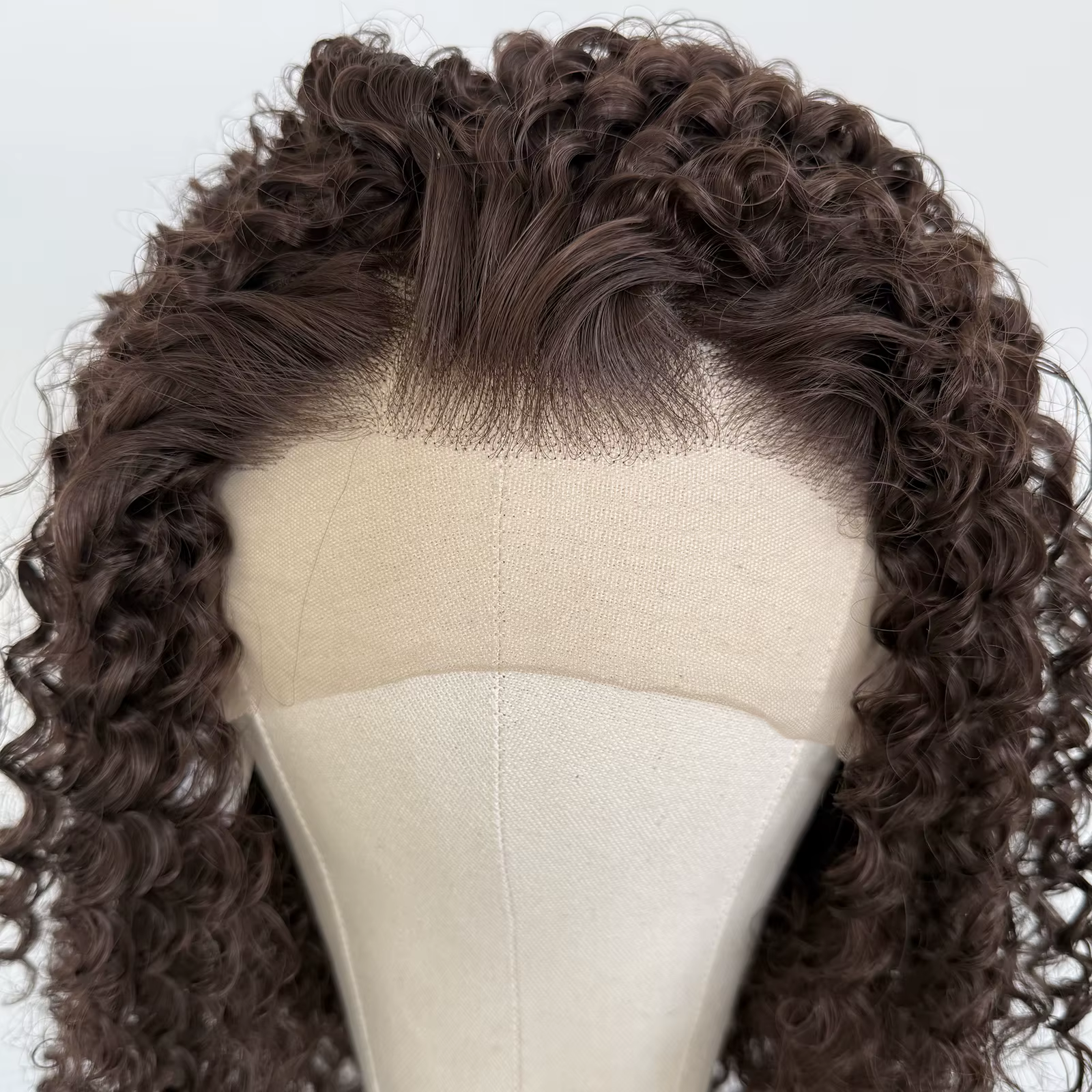 Perruque bouclée marron chocolat 13x4 Lace Front