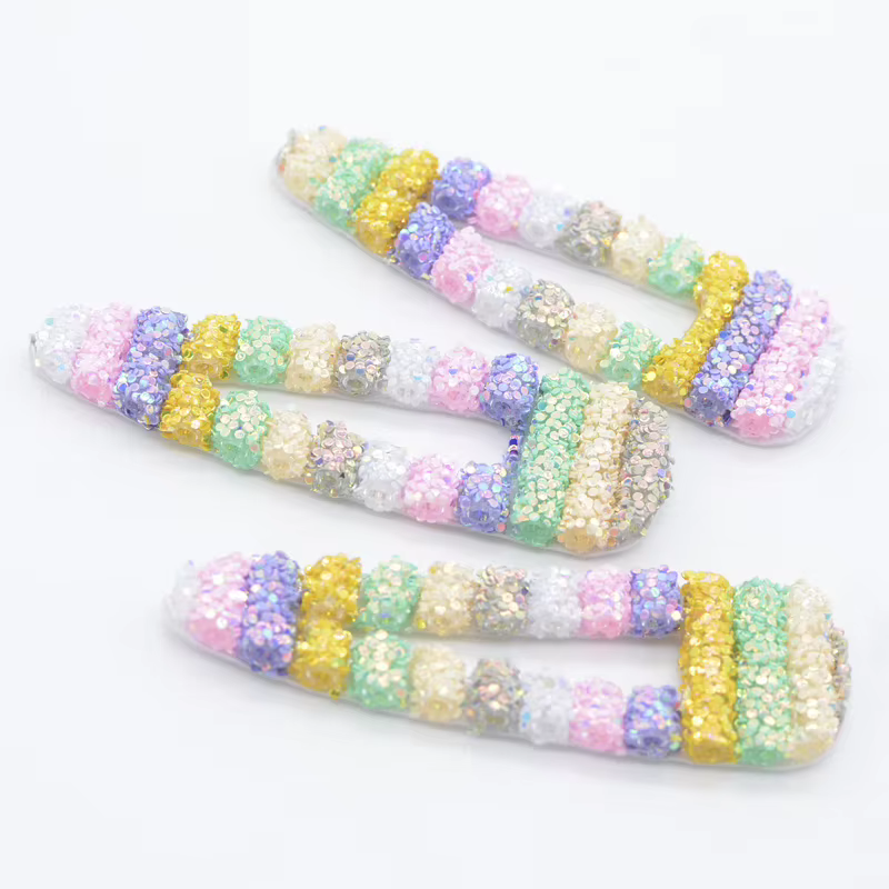 Lot de 6 pinces à cheveux en forme de goutte d'eau avec paillettes arc-en-ciel de 8 cm pour la fabrication de coiffes