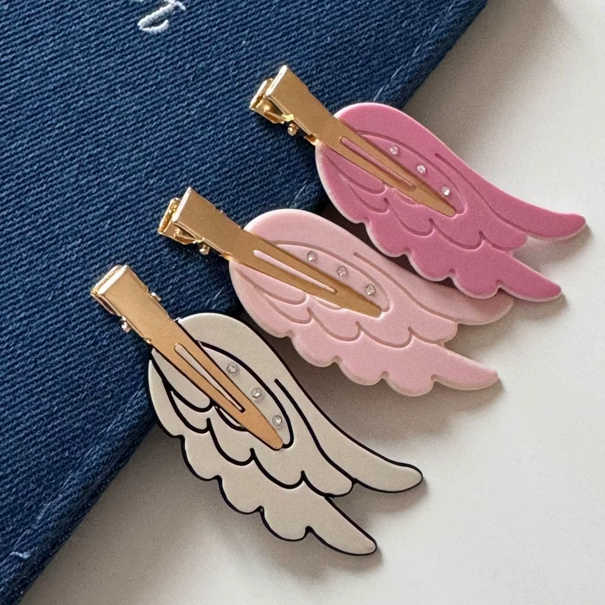 Barrettes à cheveux en forme de cœur avec ailes d'ange