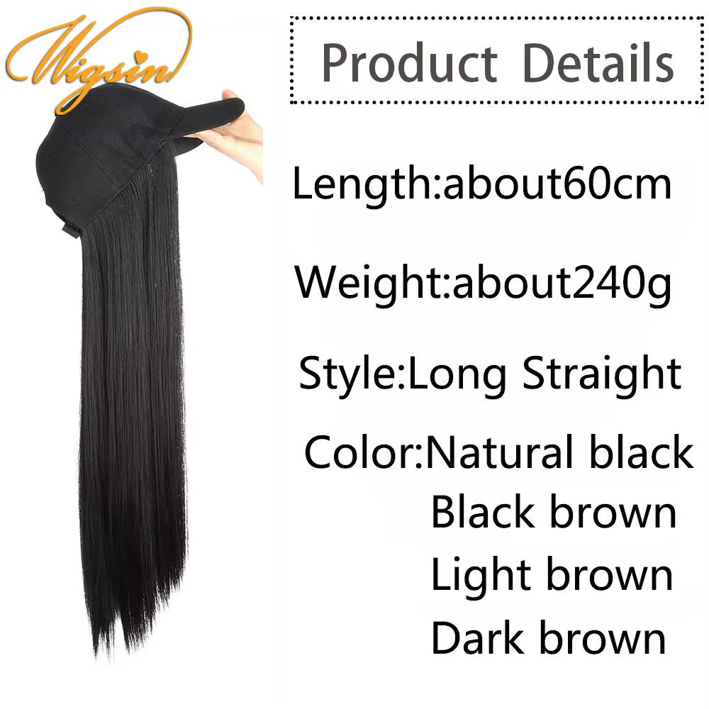WIGSIN – perruque synthétique longue et lisse de 24 pouces