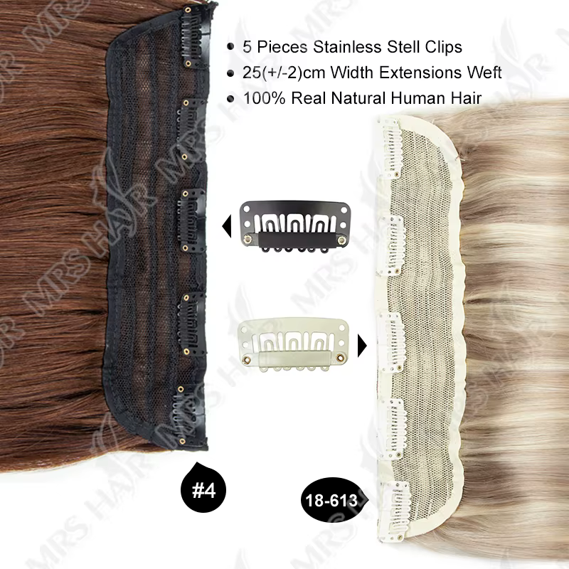 Extensions de cheveux humains à clips