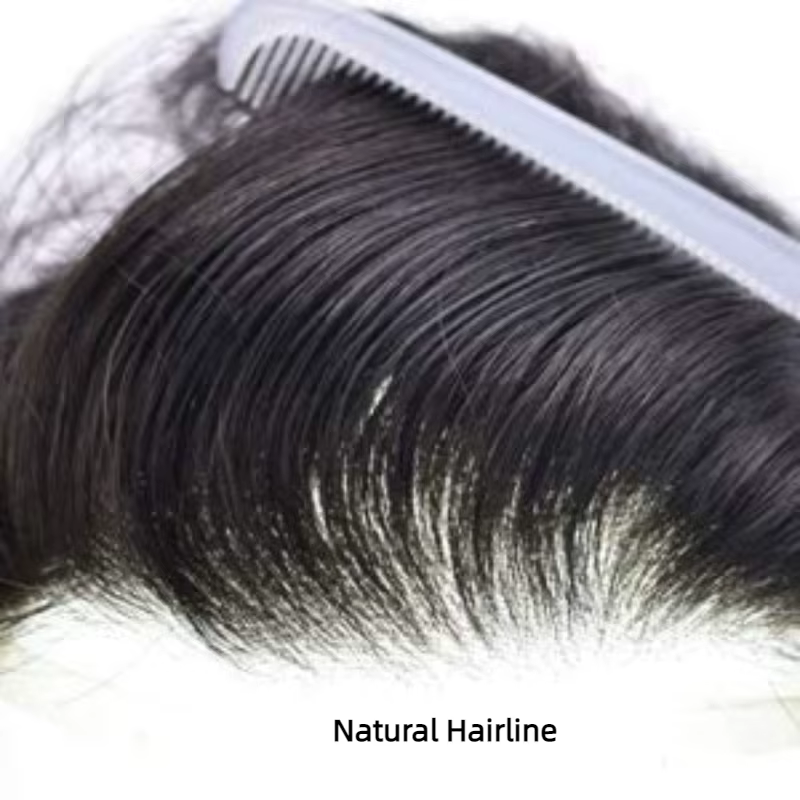 Perruque toupet avant en dentelle PU pour hommes