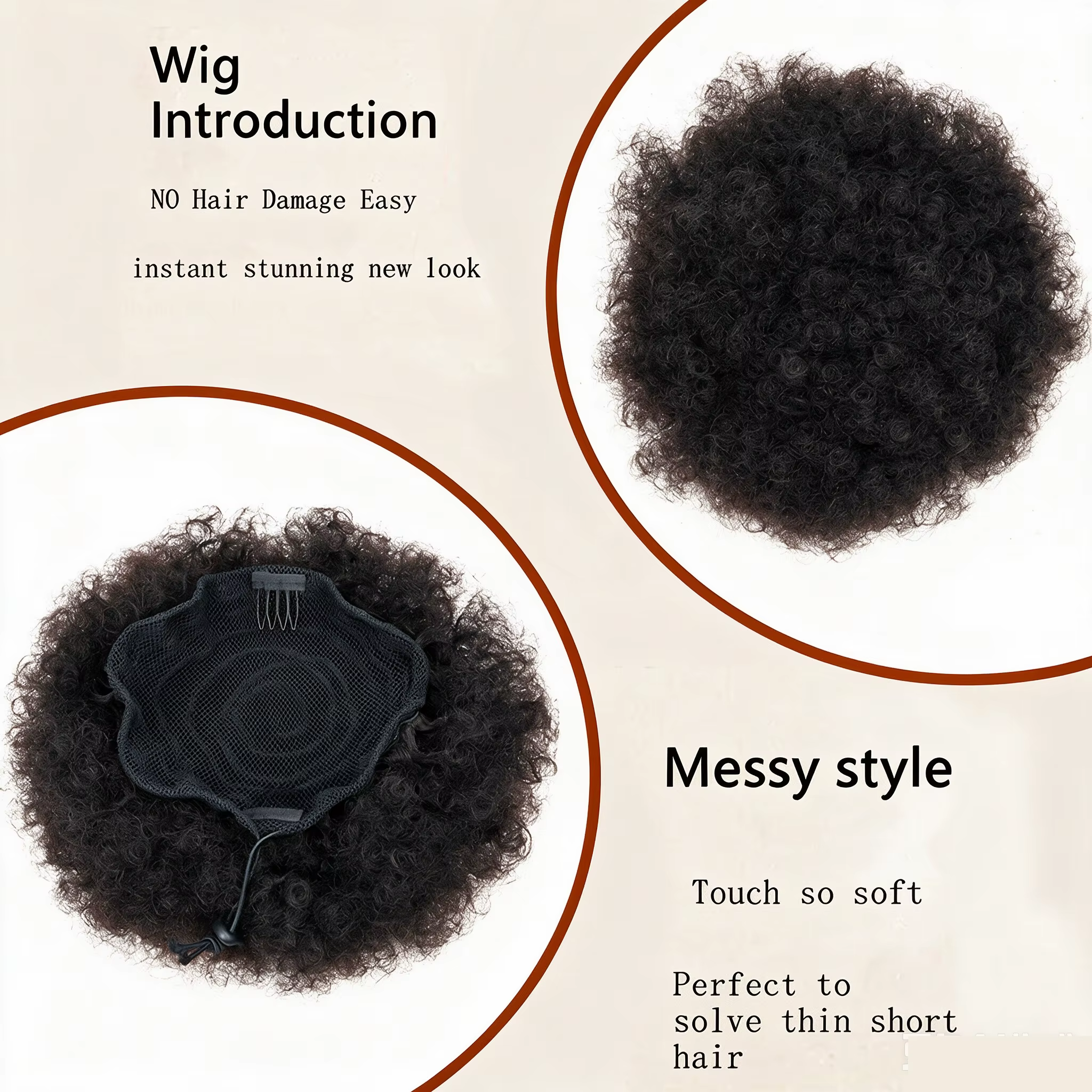 Chignon afro bouclé, queue de cheval synthétique courte et crépue pour femme, extensions de chignon afro bouclé avec cordon de serrage