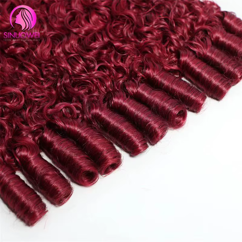 Extensions de cheveux humains bouclés birmans 99J Bourgogne