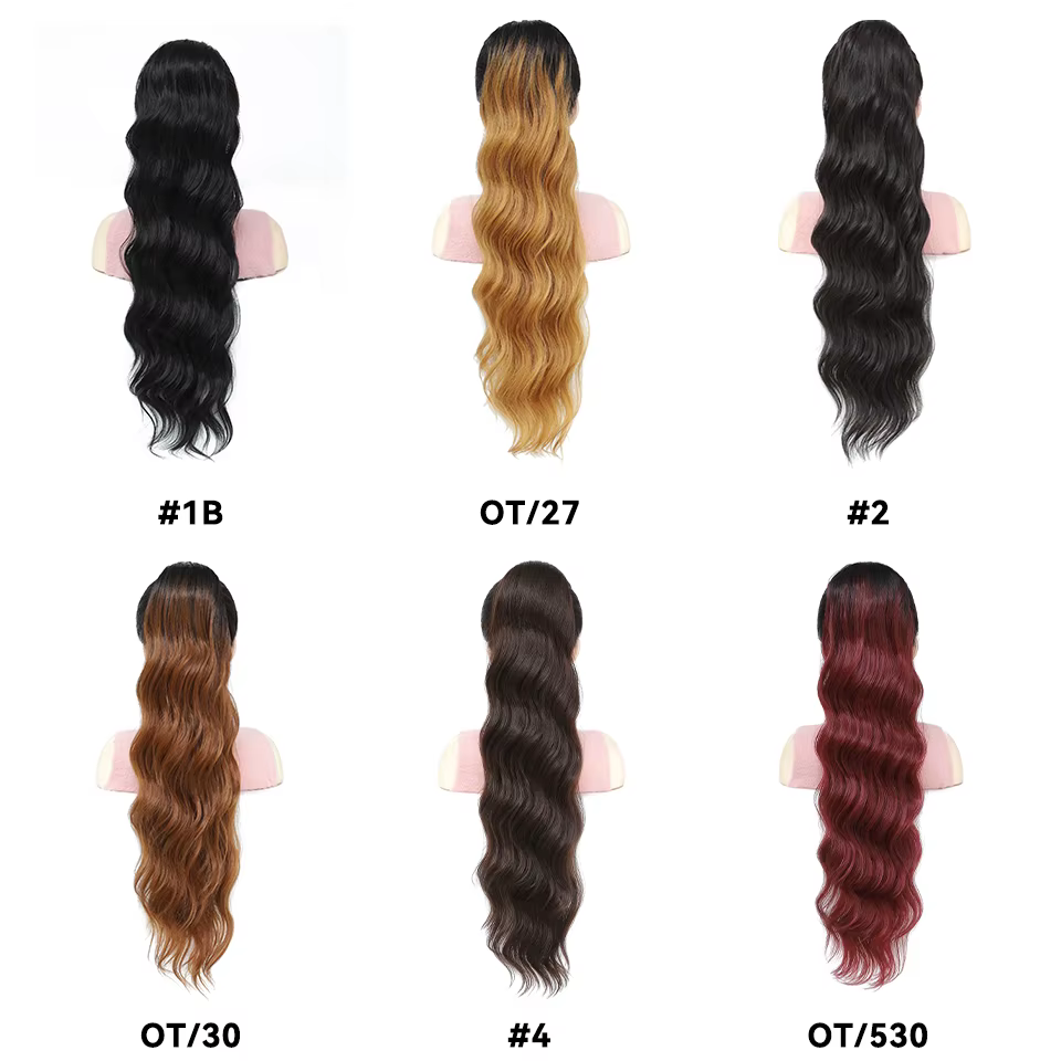 Extension de queue de cheval ondulée bouclée synthétique longue 28 pouces Extensions de cheveux