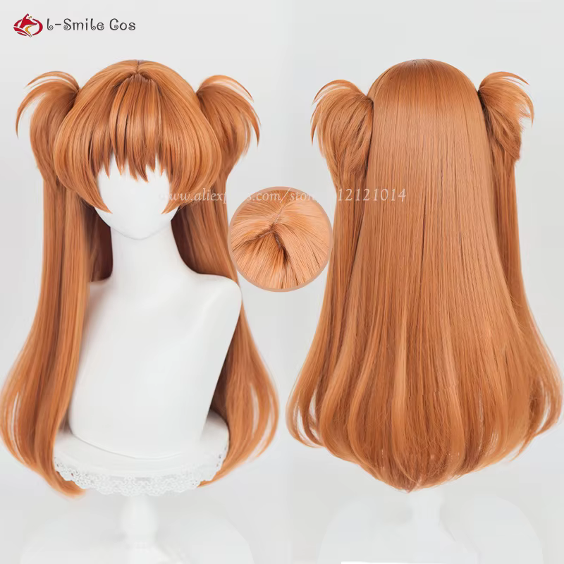 Anime EVA Asuka Langley Soryu Cosplay perruque 68 cm Orange marron