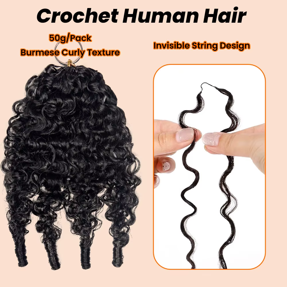 Extensions de cheveux humains au Crochet en plumes bouclées