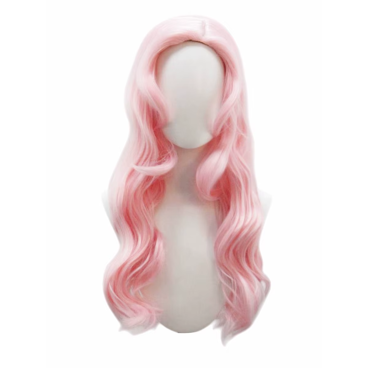 Perruque synthétique longue et bouclée rose à franges - Pour le cosplay de Fluttershy de My Little Pony