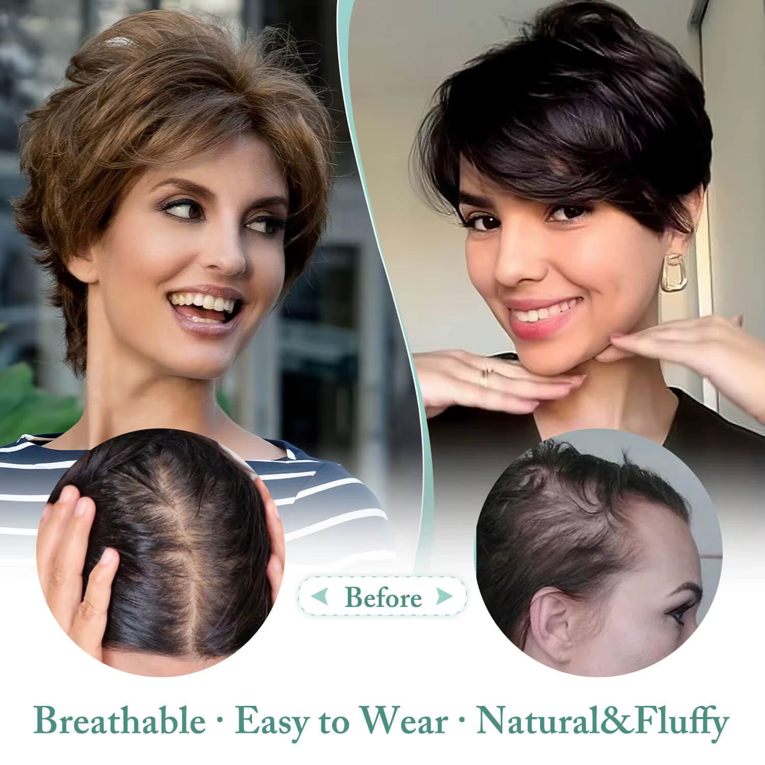 OLACARE court coupe lutin cheveux Toppers pince synthétique dans la tête Topper Extension moelleux naturel faux postiche
