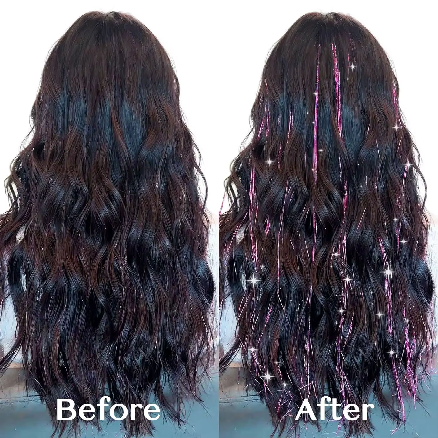 12 pièces Kit de guirlandes de cheveux synthétiques avec outil 1200 brins Extensions