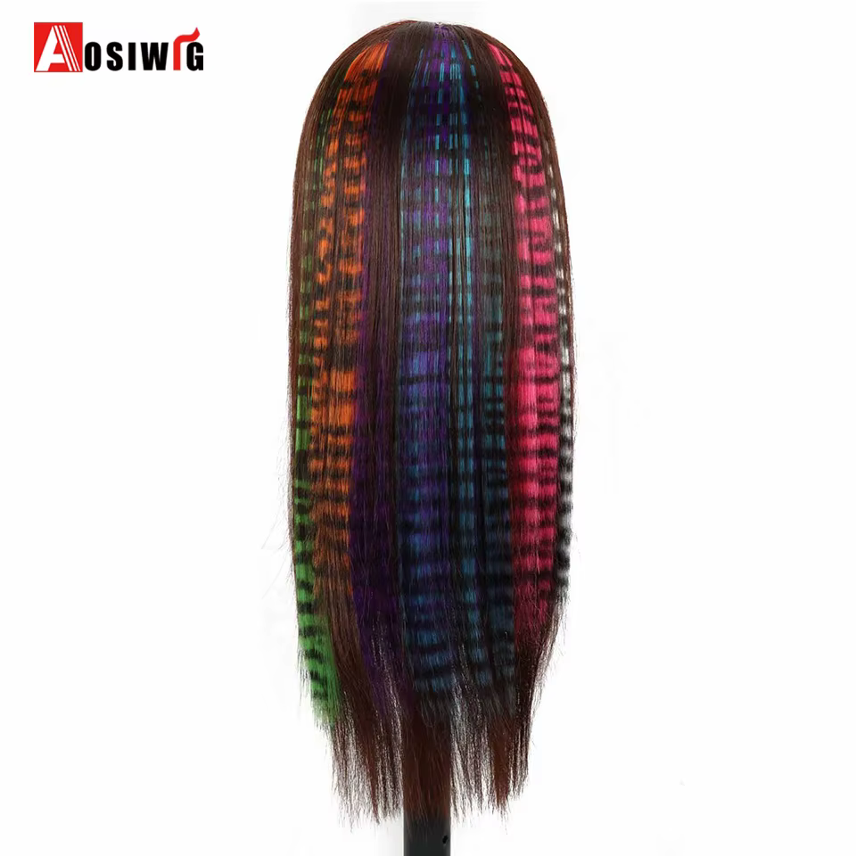 Pince à cheveux synthétique en plumes de 18 pouces