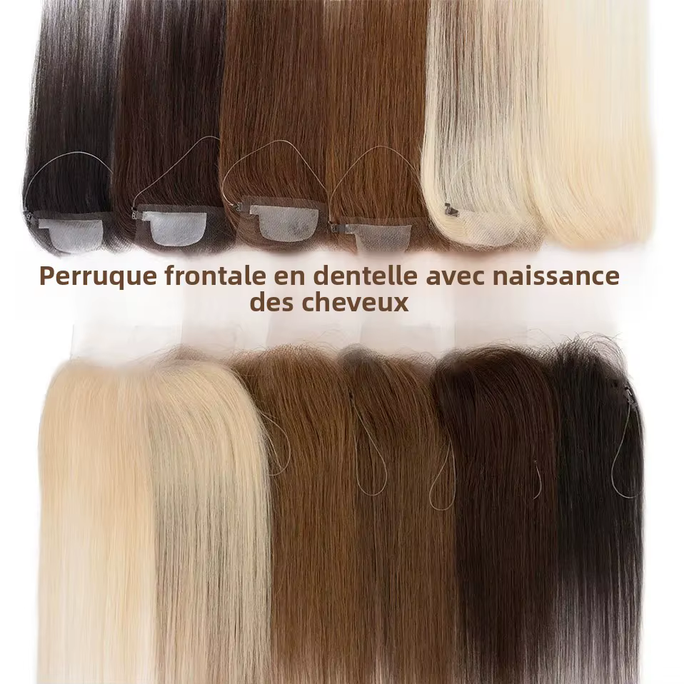 TESS délié Topper avec ligne de pêche dentelle frontale postiche pour les femmes front cheveux humains