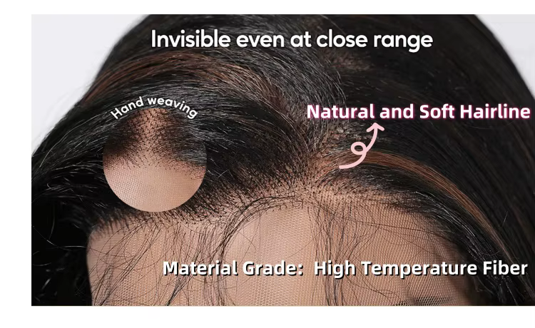 Perruque racines foncées Blonde marron Ombre ondulée Balayage dentelle avant