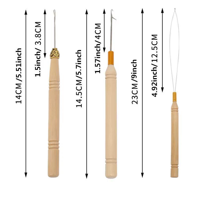 2/6/12 pièces Outils pour extensions de cheveux à micro-anneaux : Aiguille à boucler