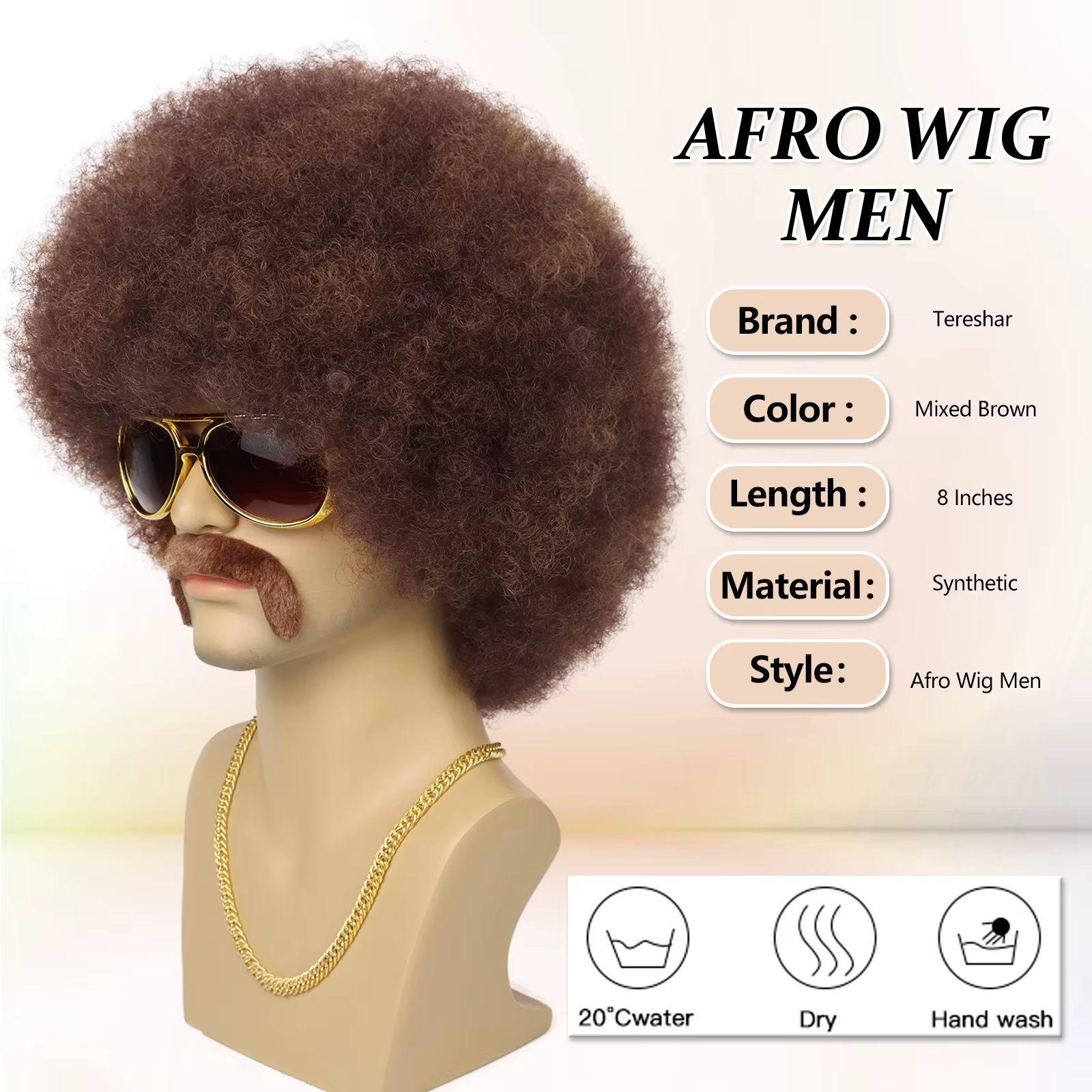 Perruque Afro synthétique bouffante pour hommes